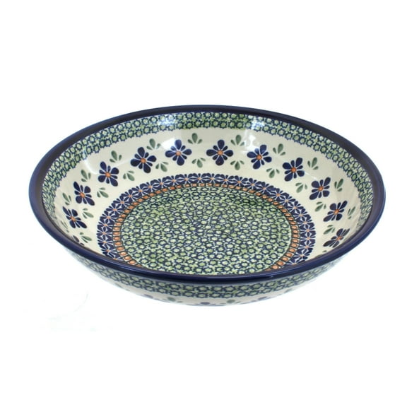 Blue Rose Polish Pottery Mosaic Flower Large Salad Bowl