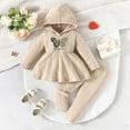 thumbnail image 2 of VNKIDY Girls Outfits Sets Toddler Baby Hooded Tops With Bowknot Solid Color Pants Two Piece Outfits Sets Casual Playwear Leisure, 2 of 9