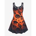 thumbnail image 2 of Rosegal Women's Halloween Pumpkin Ghosts Bats Skulls Printed Crisscross A Line Dress, 2 of 5