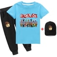 thumbnail image 2 of Juego Roblox de dos piezas para niños y niñas, traje de camiseta de manga corta y sombrero, algodón fino bidimensional, periférico, el mejor regalo, nuevo, 2 of 4