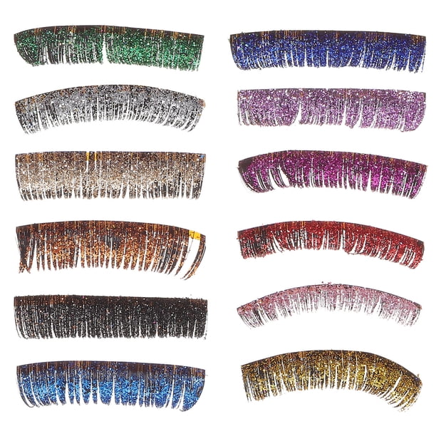6 pares Glitter Pestañas Falias Falentes esponjosas Pestañas de cosplay con color para extensiones de pestañas