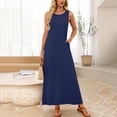 thumbnail image 4 of Uootdi Robes Maxi pour Femmes Col Rond Sans Manches Robes Amples avec Poches Décontractées Longues Robes d'Été pour la Plage Cadeau, 4 of 8
