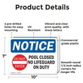 thumbnail image 2 of (2 Pack) Pool Closed No Lifeguard On Duty OSHA Notice Sign 10 Inch X 7 Inch Plastic Sign, Weather Resistant, UV Protected for Workplace, Business, and Construction Site, Made in the USA, 2 of 8