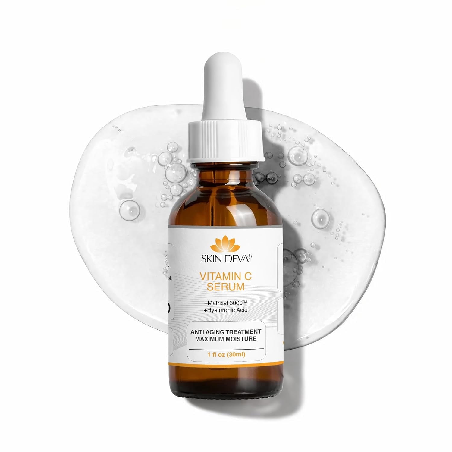 Skin Deva Vitamin C & Hyaluronic Acid Serum With Matrixyl 3000, 1 oz Anti-Aging, Collagen Booster, Dark Spot Corrector