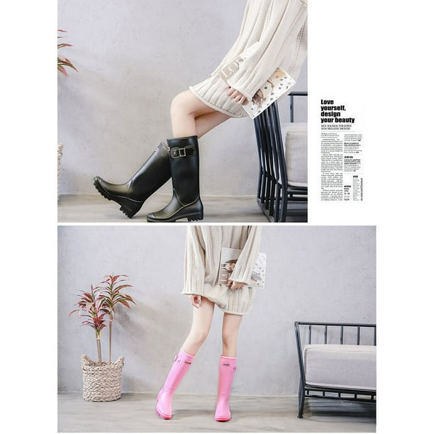 1 Pair Rainy Boot Ladies Shoes Women Wellies Outdoor Craftsmanship Washable High Heel Supplies Multipurpose Warmer Smooth Surface No Burrs Waterproof