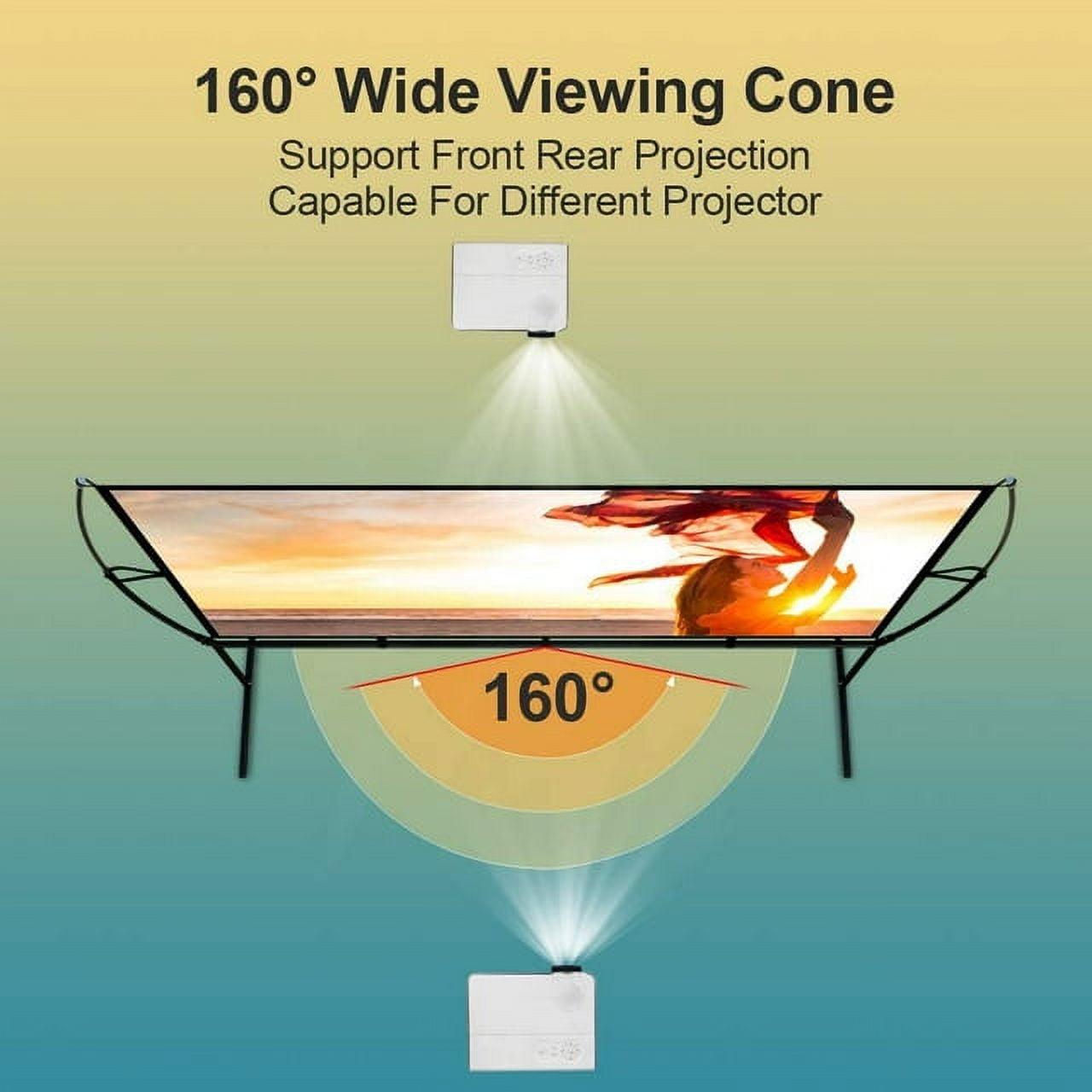 AYAOQIANG Projector Screen with Stand 100 Inch , HD 4K Double Sided Projection Screen Indoor Outdoor Projector Movies Screen for Home Theater,16:9