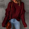 thumbnail image 6 of Herrnalise Women's Knitted Crop Tops Women Casual Solid Long Sleeve Thick Knit Pullover Crewneck Sweater Coat Pullover Jumper Sweaters, 6 of 9