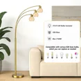 thumbnail image 3 of 72.8in 3-Light Arc Floor Lamp Brushed Gold , Modern Industrial Standing Tree Lamp for Living Room Bedroom Office Decor, 3 of 10