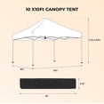 thumbnail image 3 of Outdoor 10' x 10' Pop Up Canopy Tent with 4 Sand Bag, Instant Portable Shade Canopy Gazebo with Carrying Bag for Camping Lawn Backyard Party, Easy Setup, Grey, 3 of 6