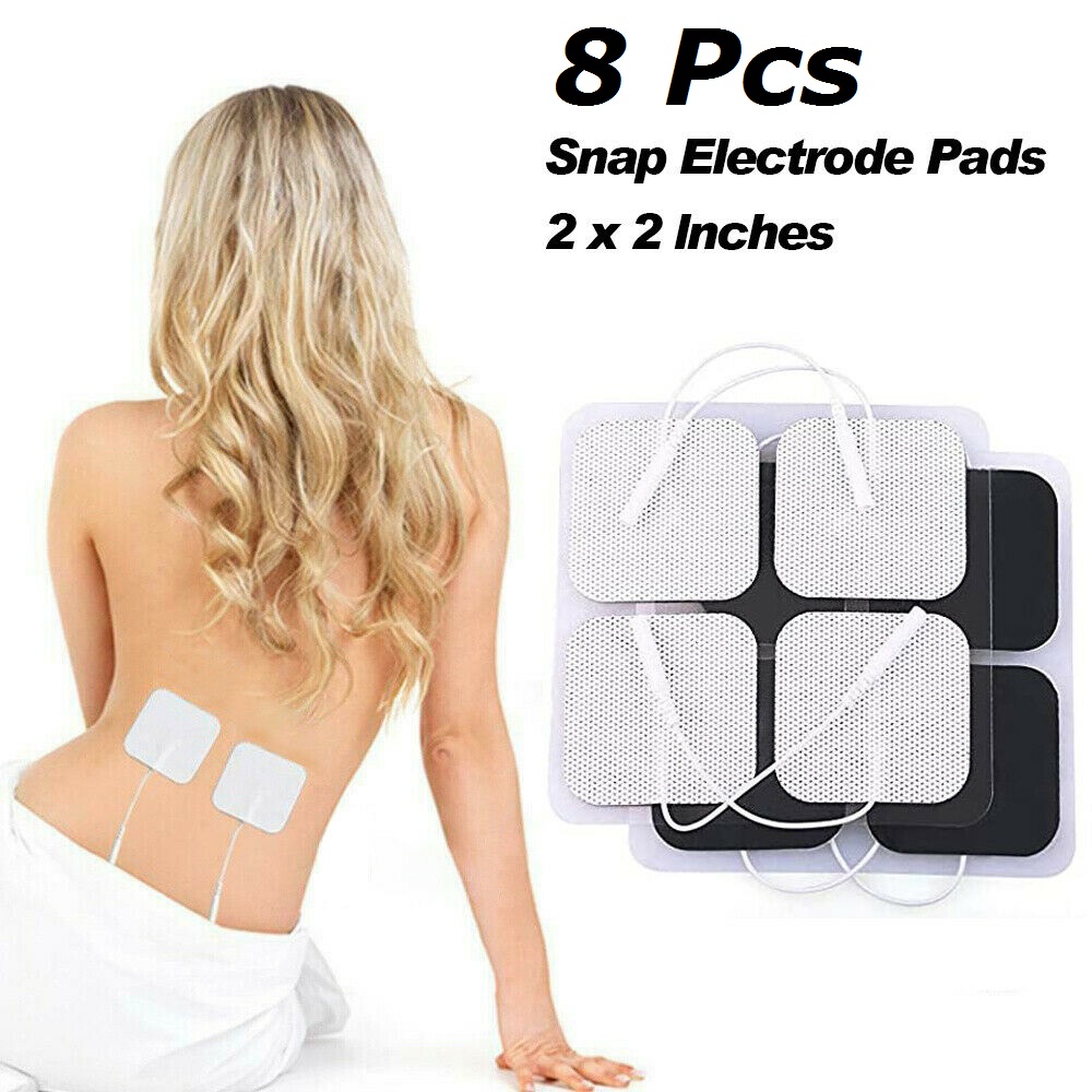 8 Pcs TENS Unit Electrodes Replacement Pads 2" Square Shape Massage
