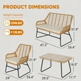 thumbnail image 5 of Tappio 4-Piece Rattan Patio Furniture Set, Outdoor Wicker Conversation Set with Tempered Glass Table, Beige, 5 of 8