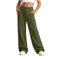 thumbnail image 3 of Falkdiz Girls Warm Fleece Sweatpants Wide Leg Winter Pockets Sport Pantalones Open Bottom Relaxed fit Elastic Waist Pants for Girls , Army Green , Size: 5-6 Years, 3 of 9