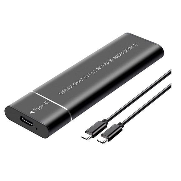 Adaptador de Carcasa SSD SATA M.2 NVMe Sin Herramientas USB 3.2 Gen2 20 Gbps NVMe Externo A USB SATA M-Key / B+M Key Negro