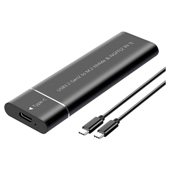Adaptador de Carcasa SSD SATA M.2 NVMe Sin Herramientas USB 3.2 Gen2 20 Gbps NVMe Externo A USB SATA M-Key / B+M Key Negro