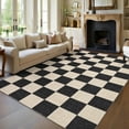 thumbnail image 2 of Hasoo Washable Living Room Area Rug 5x7 Modern Checkered Non-Slip Soft Low Pile Indoor Black/Brown Carpet, 2 of 5