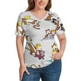 thumbnail image 4 of Calvin And Hobbes Women's Shirt V-Neck Breathable Short-Sleeve T-Shirt Casual Fashion Tee Soft & Trendy Blouse 3XL, 4 of 8
