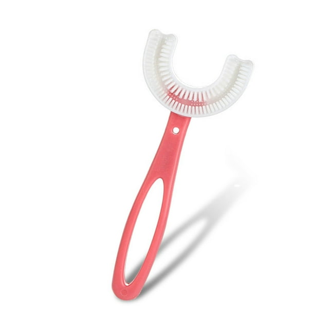 Silicona 360 grados de mano en forma de U blanqueamiento cepillo de para bebés cepillo de para niños mango de cepillo flexible Suministros de limpieza para el hogar rosado 6-12 años tipo 2