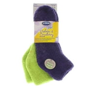 2 Pairs Dr. Scholl's Womens Diabetic & CIrculatory Spa Socks Purple/Lime Sz 4-10
