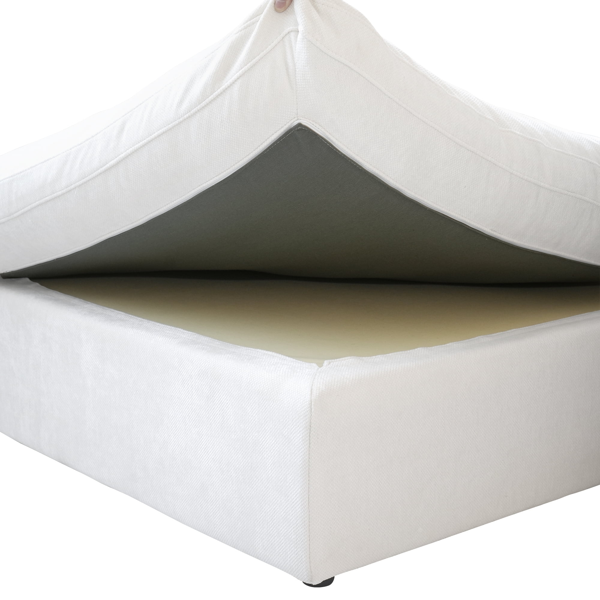 LovingAHome Modern Ottoman Module for Living Room, Minimalist Comfy Breathable Footstool, White