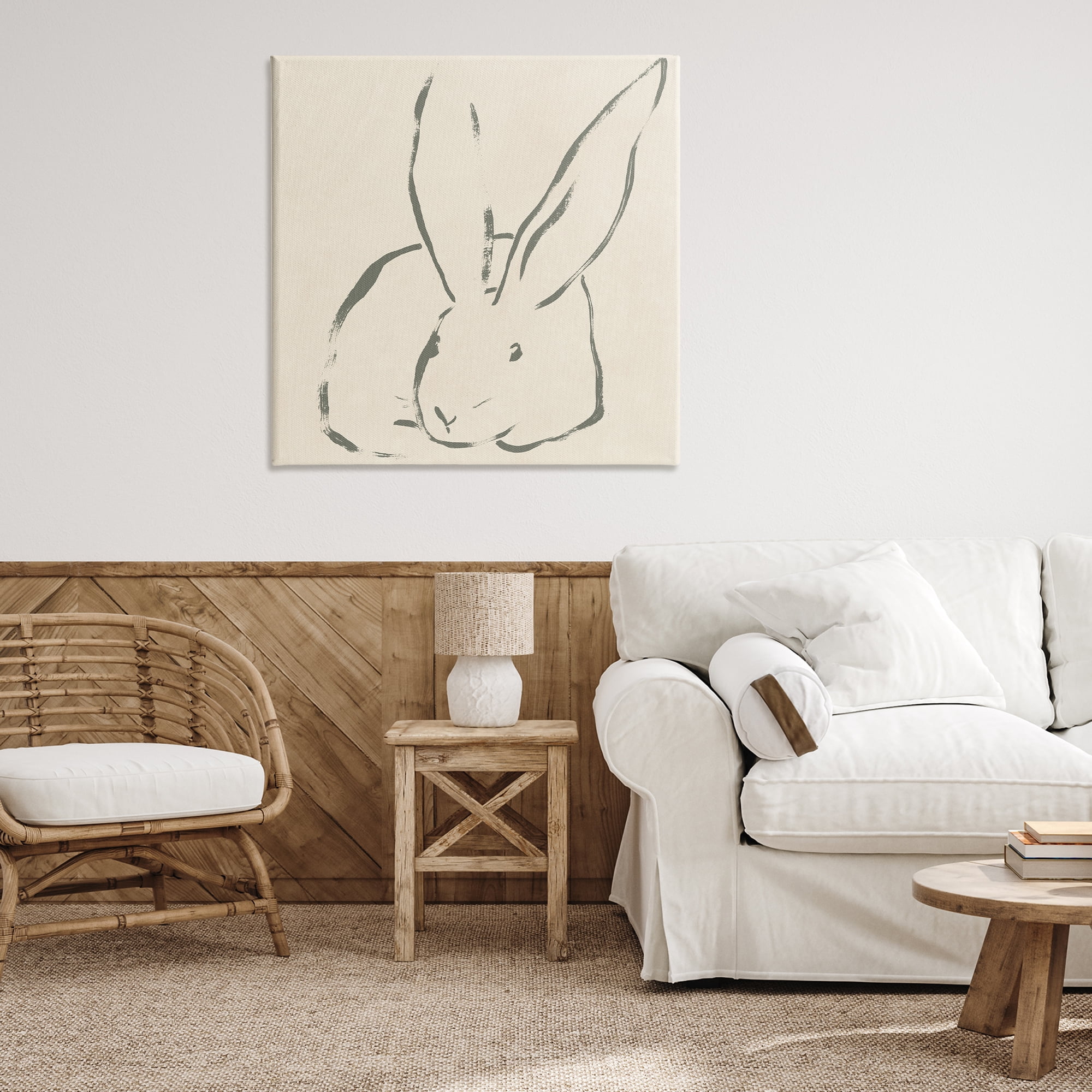 Stupell Industries Minimal Bunny Outline Animals & Insects Drawing Gallery Wrapped Canvas Art Print Wall Art, 36 x 36
