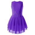 thumbnail image 4 of iEFiEL Girls Sparkle Rhinestone Figure Ice Skating Leotard Youth Dance Dress Juniors Gymnastics Skirted Leotard Purple 14, 4 of 7