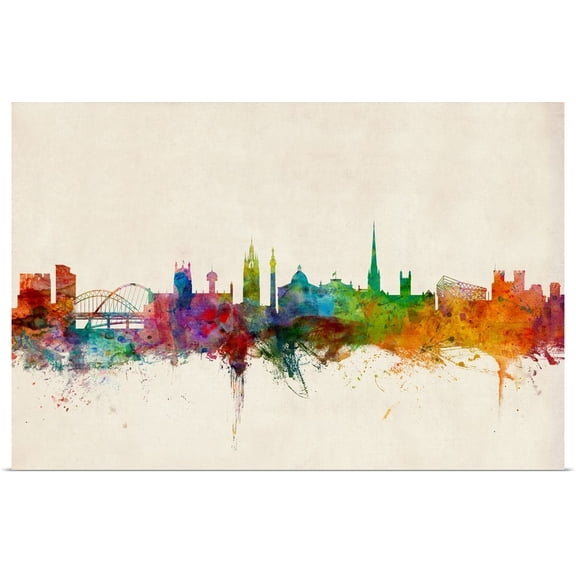 Great BIG Canvas | "Newcastle England Skyline" Art Print - 48x32