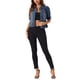 thumbnail image 2 of CHAQUETA DE JEAN PARA MUJER INSPIRE CHIC, CON MANGAS CORTAS Y PUFF, CUELLO DE PICO, AZUL OSCURO, TALLA L, 2 of 6