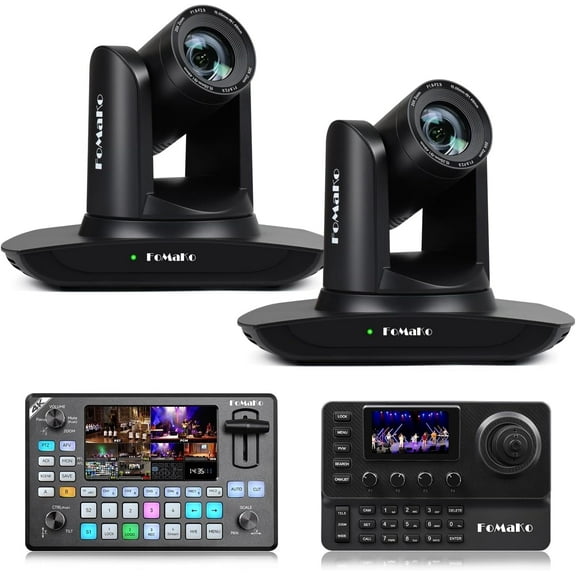 FoMaKo AI Auto Tracking HDMI PTZ Camera, 20x Optical Zoom(2pcs),for Church, Language Exchange Rooms Live Broadcasting and Live Streaming(FMK12UH Pro-BX2 KC602 KC606)