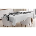 thumbnail image 1 of Ambesonne Modern Tablecloth Rectangular Table Cover, Magic Skull Cat Drawing, 52"x70", Black and White, 1 of 3