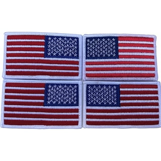 12 Pack - American Flag Embroidered Patch white border USA - US