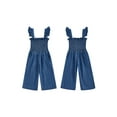 thumbnail image 2 of AceBaby Toddler Girls Summer Denim Jumpsuit 6M-4Y Sleeveless Smocked Bust Full Length Overalls, 2 of 7