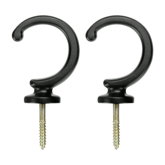 Uxcell 2Pcs Curtain Holdbacks, Wall Mounted Drapery Tiebacks Hooks, Zinc Alloy Decorative Curtain Holders with Screws for Window Clothes Hat Towel, Black
