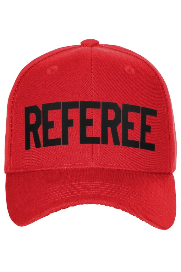 Sport Classic Baseball Hat Custom Referee Letters Structured Cap, Red Hat Black Letters
