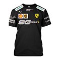 thumbnail image 1 of Nouveau Costume de Course F1 Ferrari, version Équipe, Col Rond Décontracté, Manches Courtes, Noir, 1 of 2
