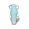 thumbnail image 2 of BLISSFUL STEP Women's Shoes Glitter Crisscross Strap Block Heel Sandals Light Blue 9, 2 of 8