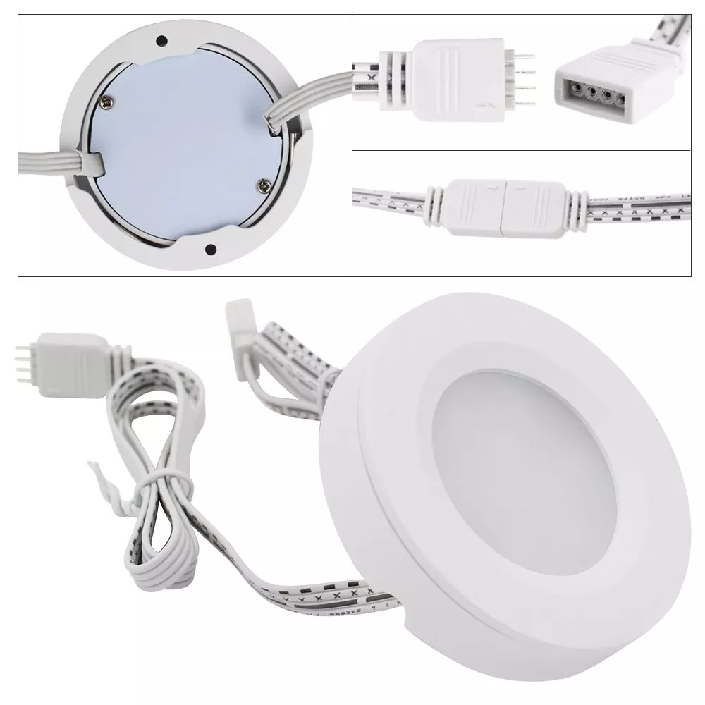 3 Pack Multi-color LED Under Cabinet Lighting Kit, LED Puck Lights, 24-key IR Remote Controller