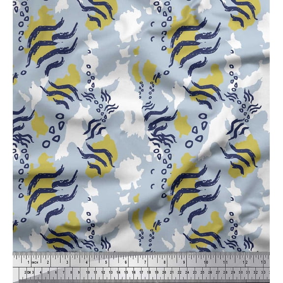 Soimoi White Silk Fabric Leopard & Wild Animal Skin Print Sewing Fabric BTY 42 Inch Wide