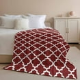 thumbnail image 3 of Flannel Fleece Throw Blanket Burgundy Red Moroccan Buffalo Plaid Lightweight Soft Plush Blankets,Abstract Geometric Cozy Warm Throw Blanket for Couch Sofa Bed Car Office All Season Use 60x80in, 3 of 9