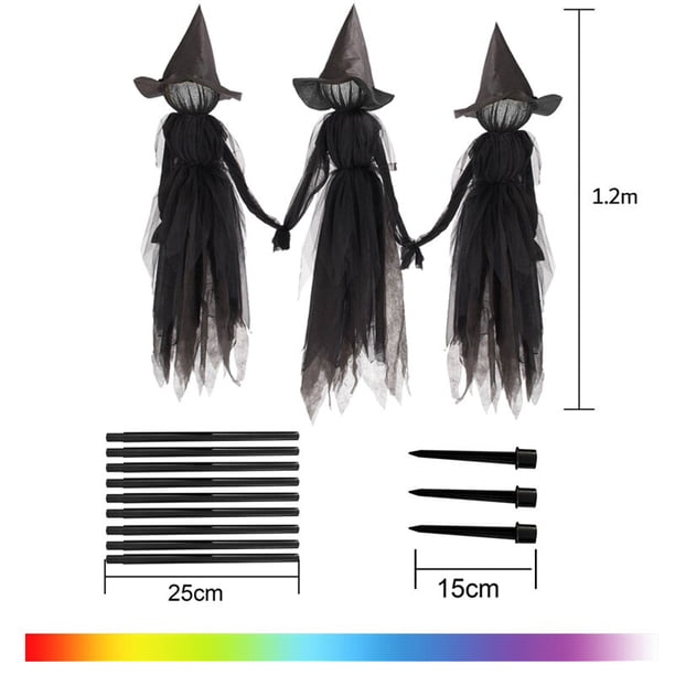 Cabeza de bruja brillante para Halloween, decoraciones grandes para exteriores, decoración de fantasma aterrador, utilería de terror con las manos