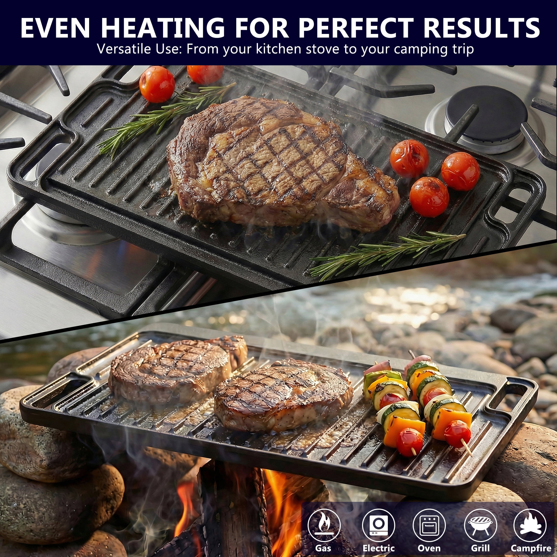 Ozark Trail Seasoned Cast Iron Reversible Grill/Griddle