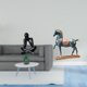 thumbnail image 2 of Figura de caballo pensador, escultura abstracta, estatua de resina animal, centro de mesa, adorno decorativo para escritorio o hogar. Creatividad idea, 2 of 8