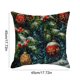 thumbnail image 3 of Funda de cojín navideña de lino de 45 x 45 cm | Funda de cojín de sofá de lino con estampado festivo | Diseño de copos de nieve rojos, verdes y dorados con Papá Noel, 3 of 5