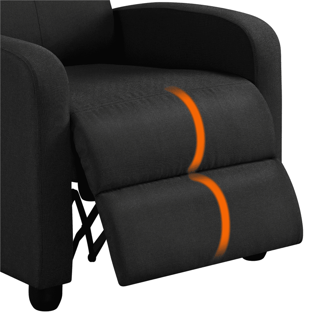 Yaheetech Modern Fabric Upholstered Recliner Chair with Pocket Spring for Home,Black
