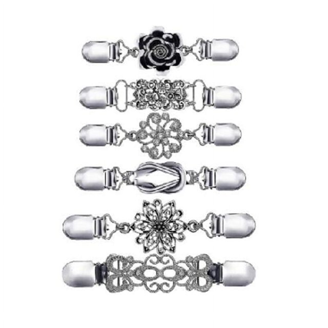 Six piece set Clip Dresses Cardigan Collar Clip sliver Flower Clip make you more elegant and charming
