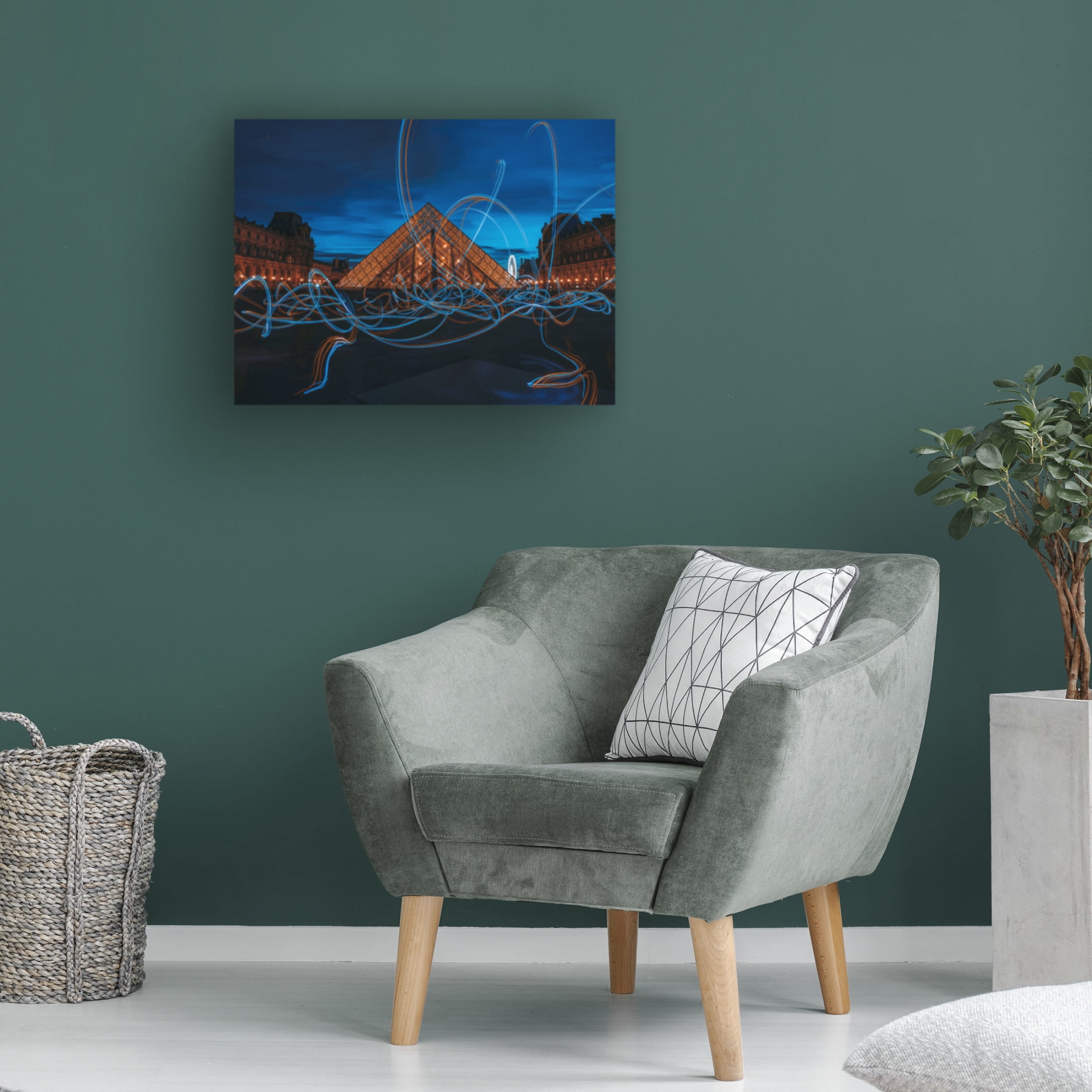 Trademark Fine Art Amir Light painting at Louvre Museum Canvas Wall Art