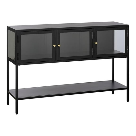 52-inch Wide Metal and Glass Sideboard - Black
