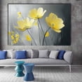 thumbnail image 2 of Mudket Yellow Flowers on Grey Background Canvas Wall Art, Framed Floral Print, Ready to Hang Wall Decor for Living Room Bedroom, Modern Botanical Artwork - 12"L x 8"W, 2 of 10