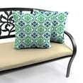 thumbnail image 4 of Jordan Manufacturing 16" x 16" Vesey Sea Mist Blue and Green Quatrefoil Square Outdoor Throw Pillow (2 Pack), 4 of 11