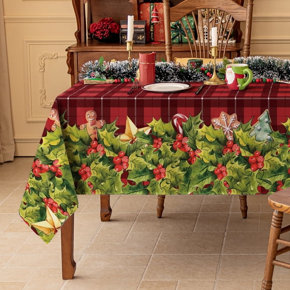 Softalker Christmas Tablecloth Plaid Tablecloth 60*84 inch Red Buffalo Checkered Table Cloth Rectangular Check Table Cover for Party Decoration