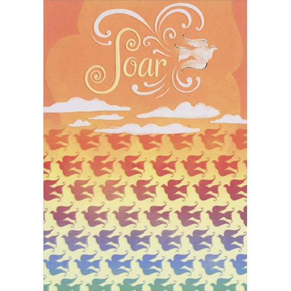 Designer Greetings Soar : White Dove on Orange College Graduation Congratulations Card